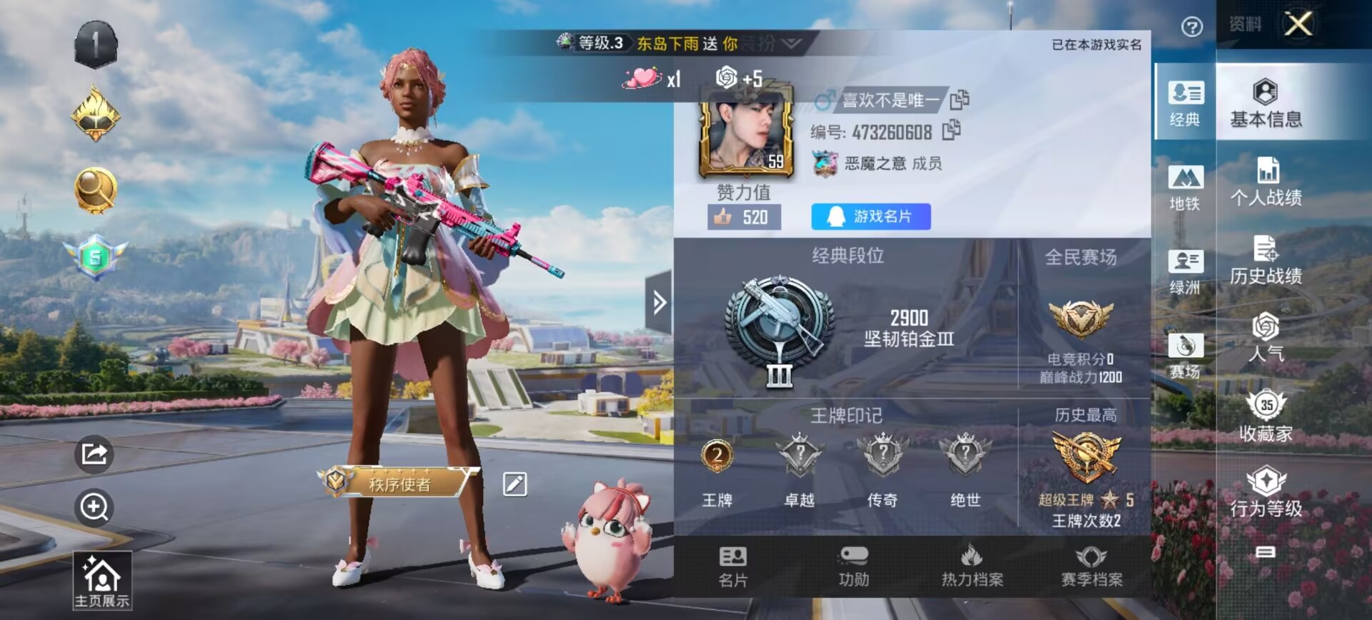 HPSJ3338364和平精英账号详情图2