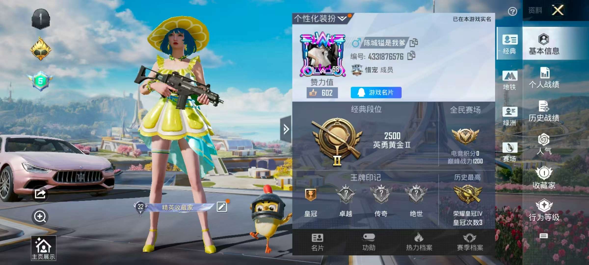 HPSJ3336265和平精英账号详情图2