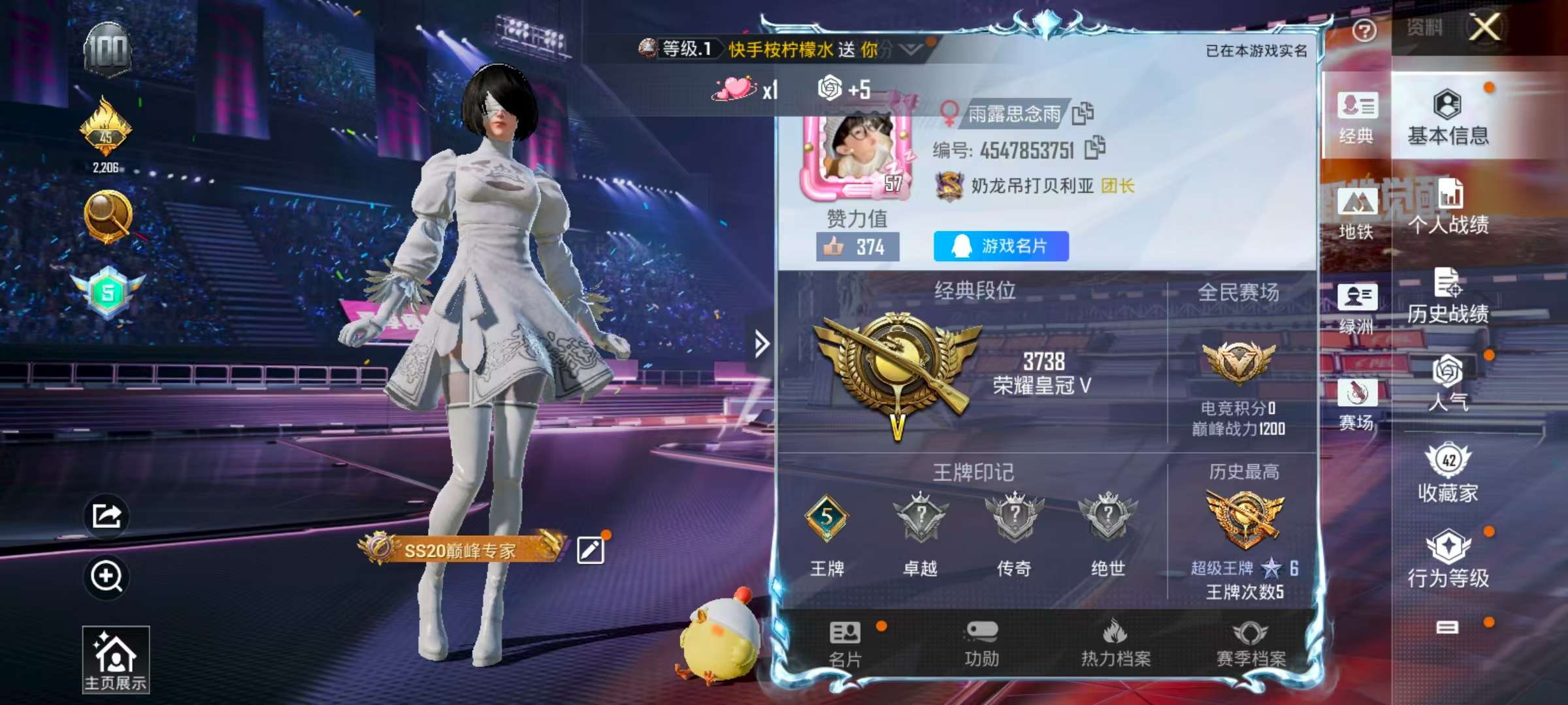 HPSJ3336289和平精英账号详情图2