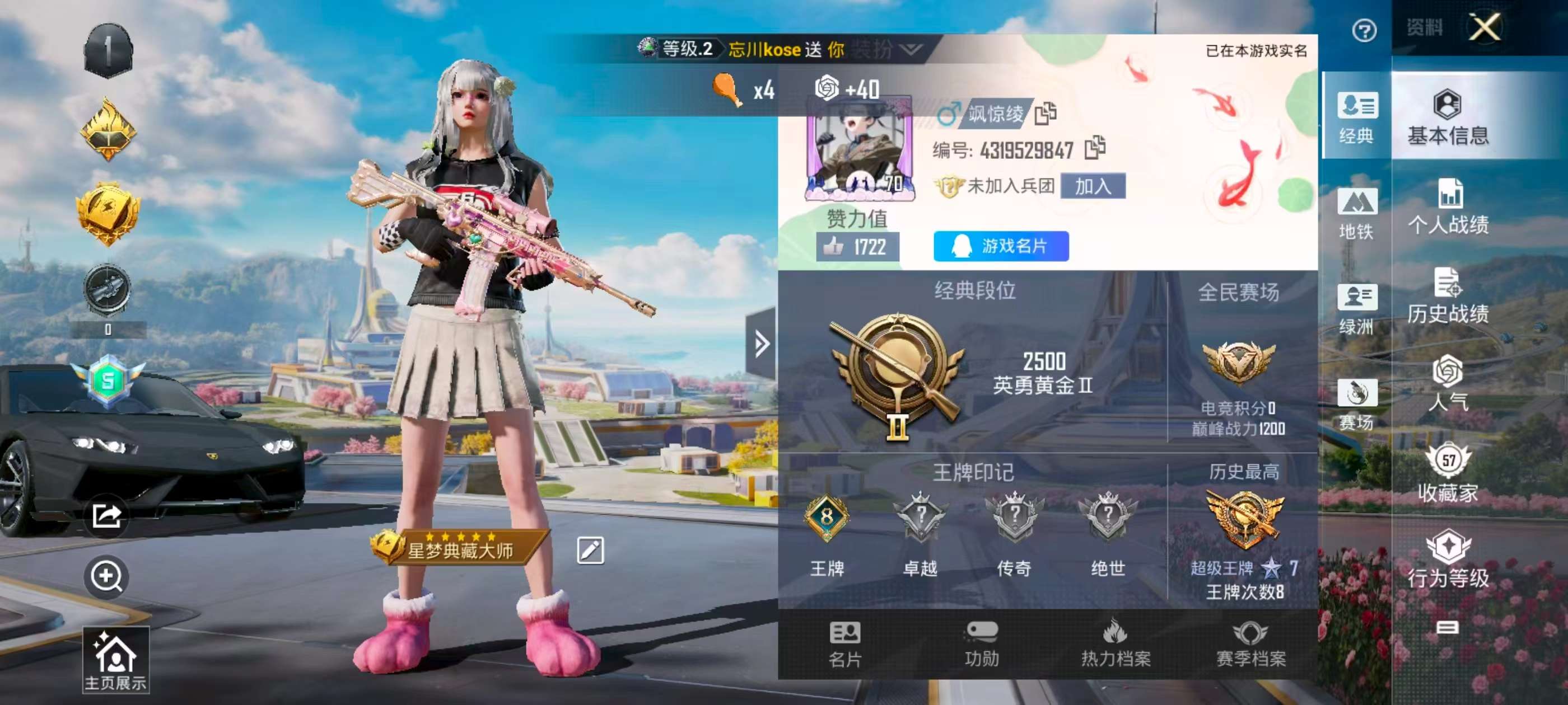 HPSJ3338322和平精英账号详情图2