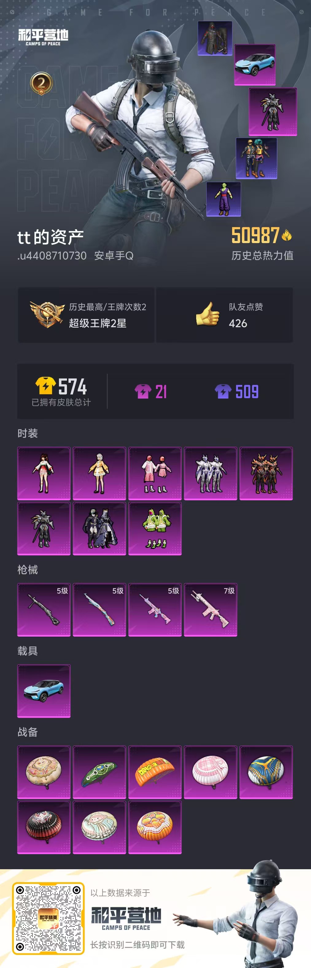 HPSJ3323925和平精英账号详情图3