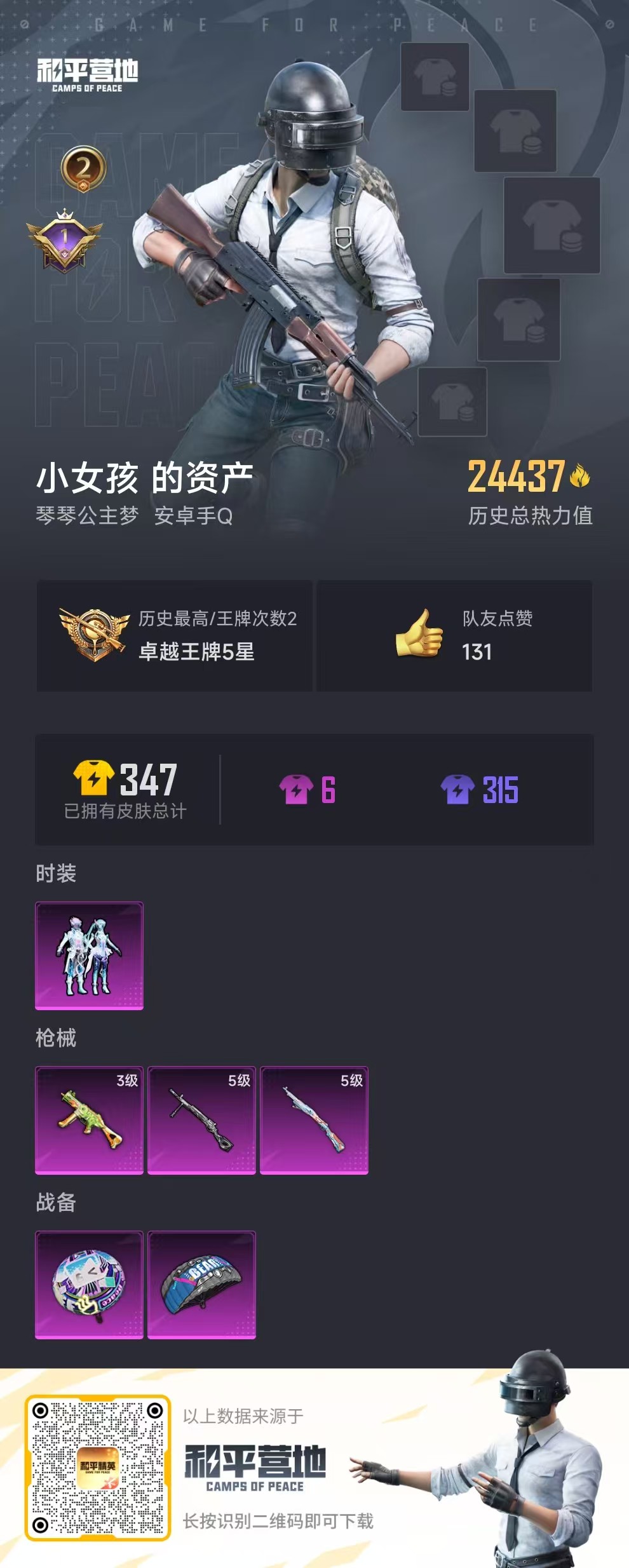 HPSJ3323257和平精英账号详情图3