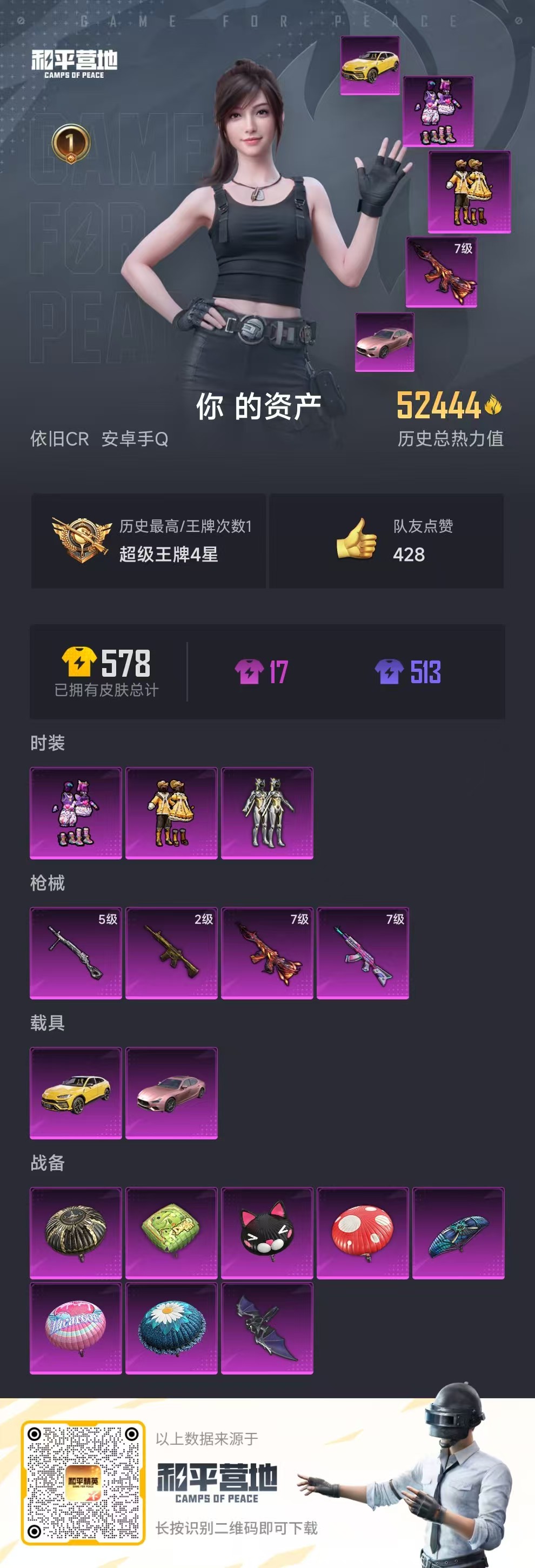 HPSJ3326784和平精英账号详情图4