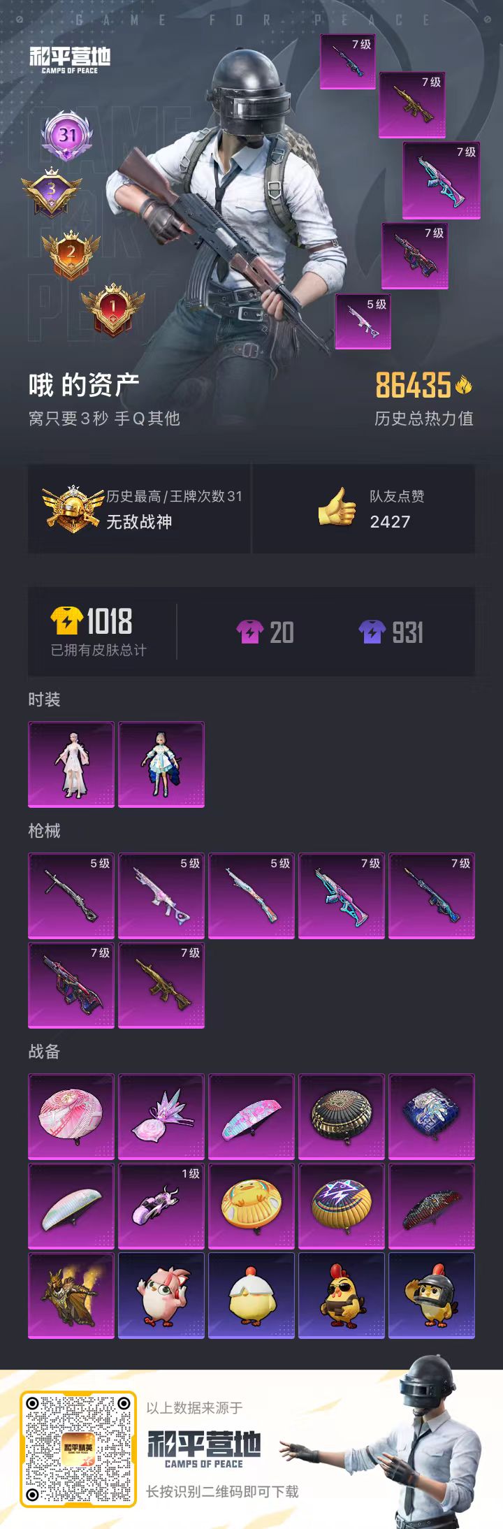 HPSJ46734和平精英账号详情图3