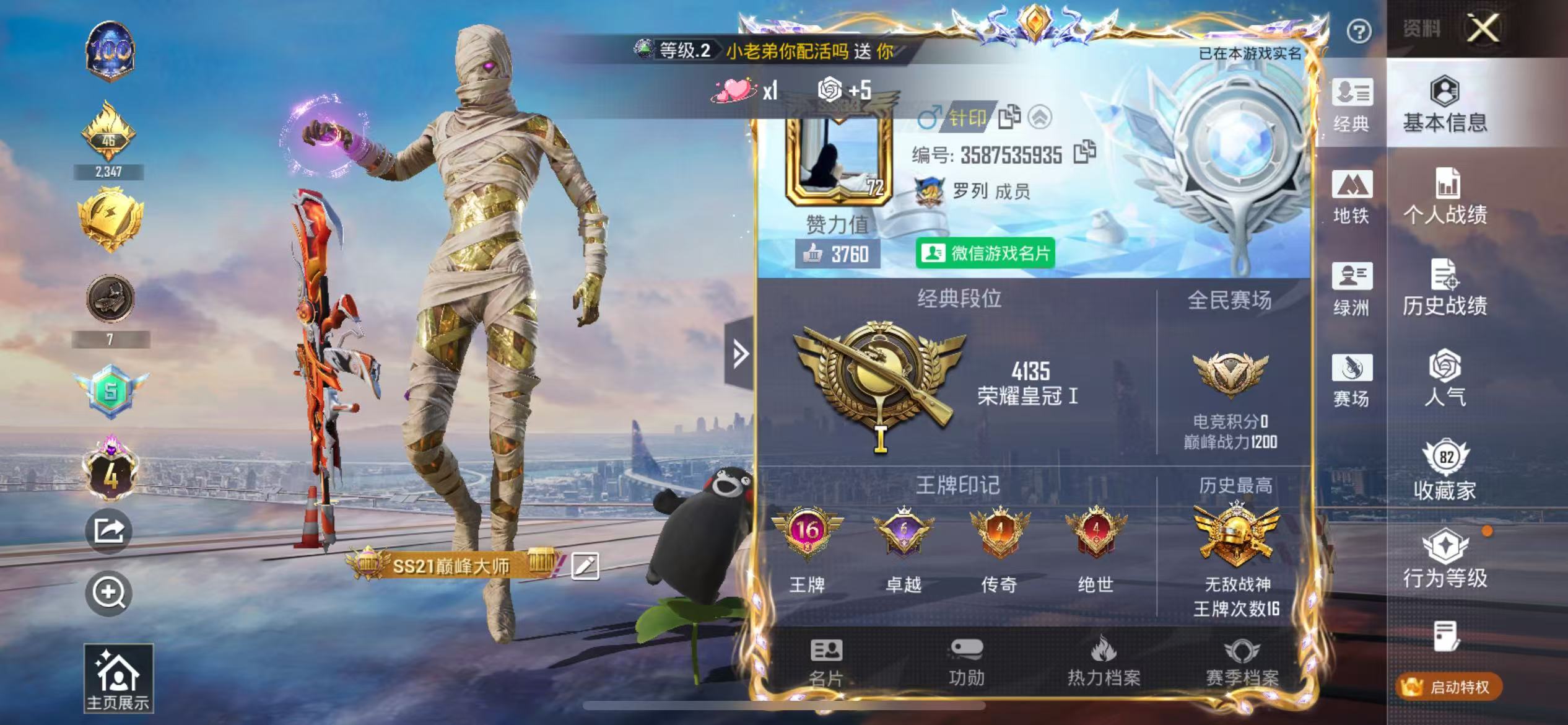 HPSJ43919和平精英账号详情图4