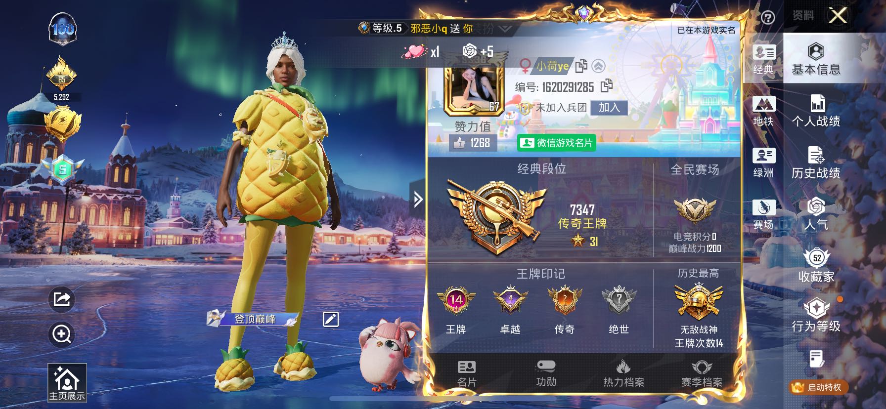 HPSJ446991和平精英账号详情图2