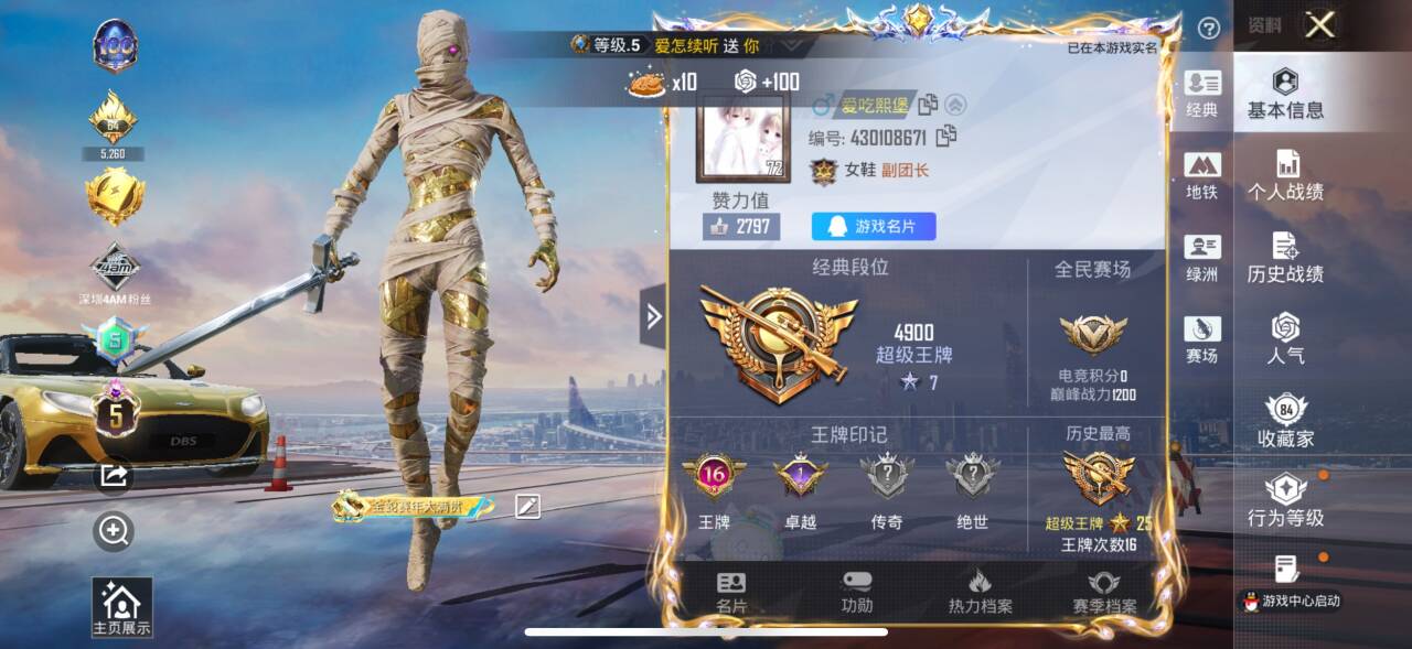 HPSJ410638和平精英账号详情图3