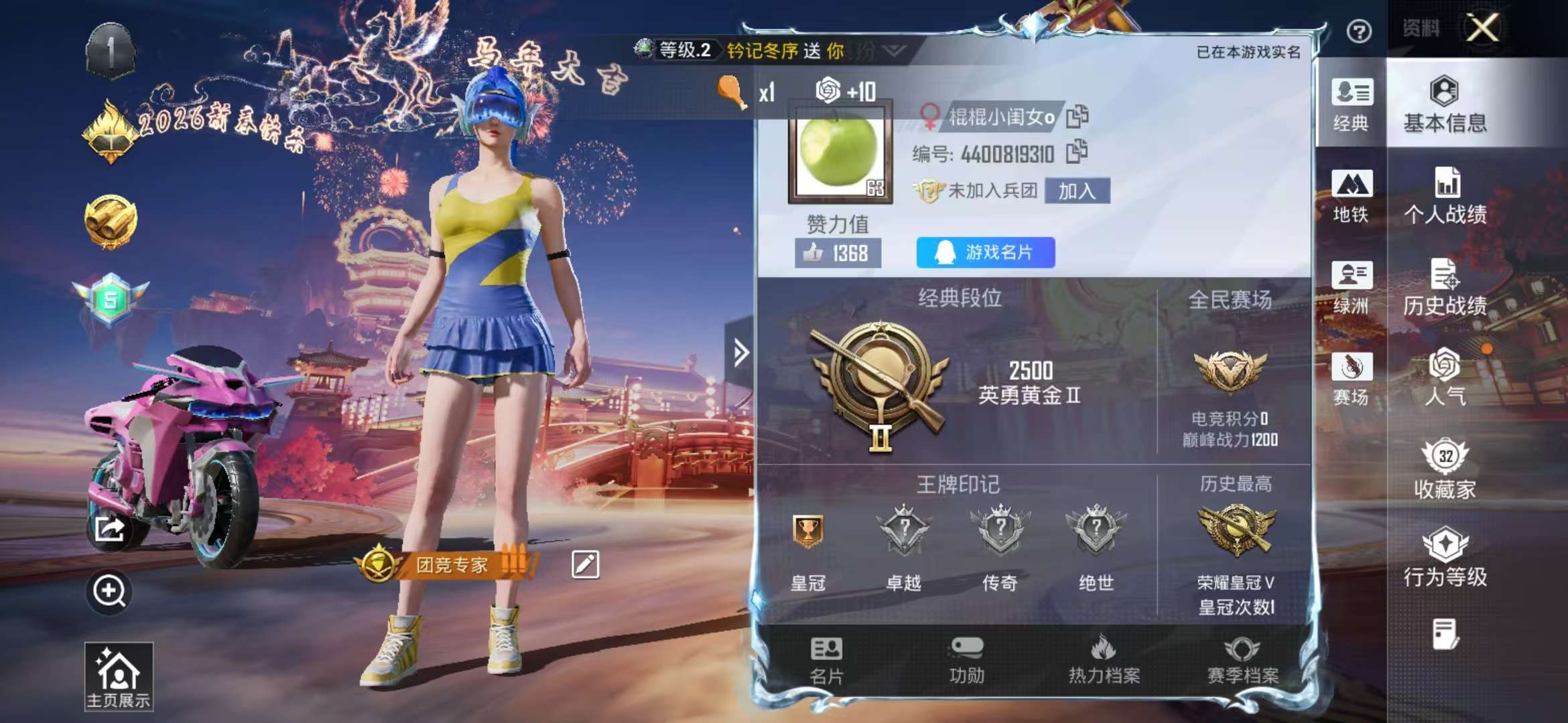 HPSJ478985和平精英账号详情图2