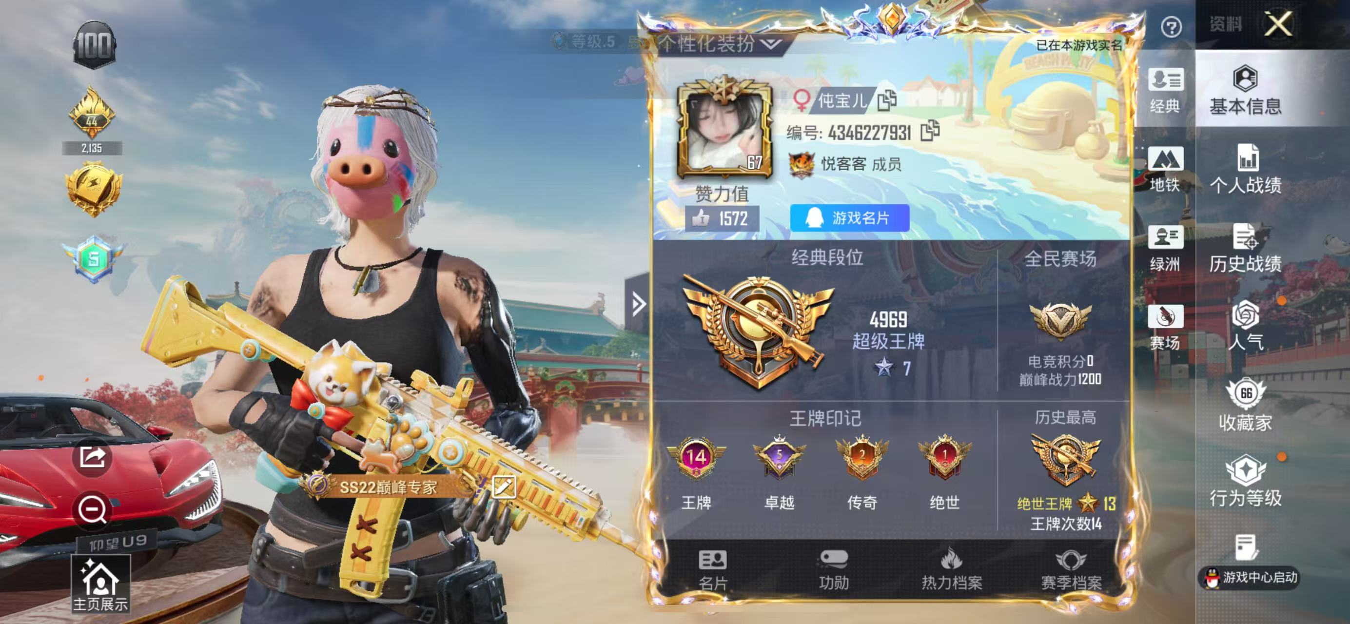 HPCMW4168478和平精英账号详情图1