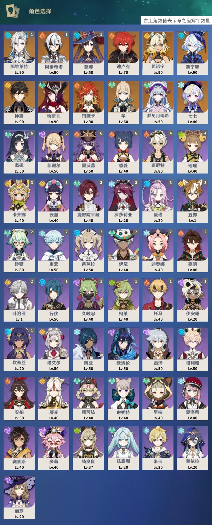 YSMK43582原神账号详情图3 YSMK43582原神账号详情图3