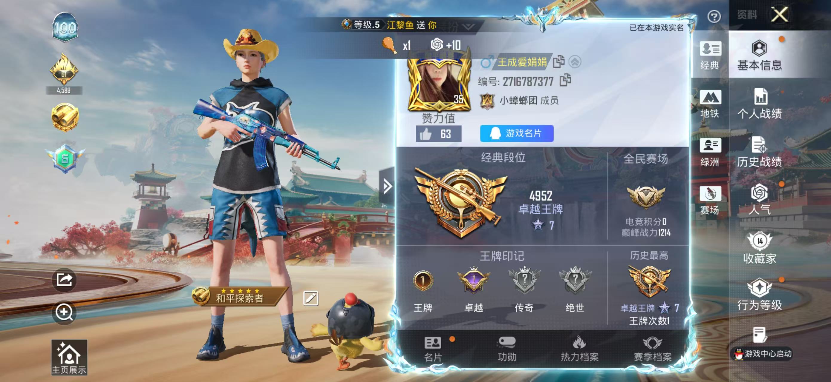 HPSJ4136036和平精英账号详情图3