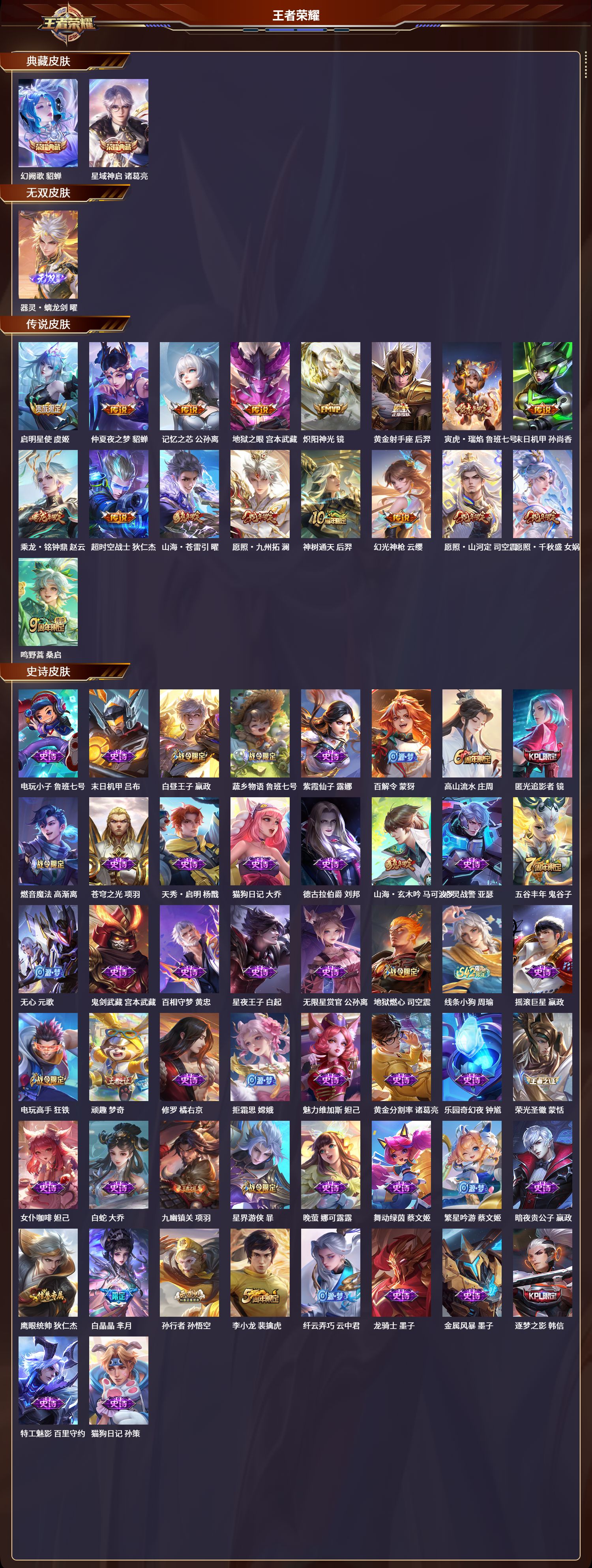 WZLX4250177王者荣耀账号详情图2 WZLX4250177王者荣耀账号详情图2