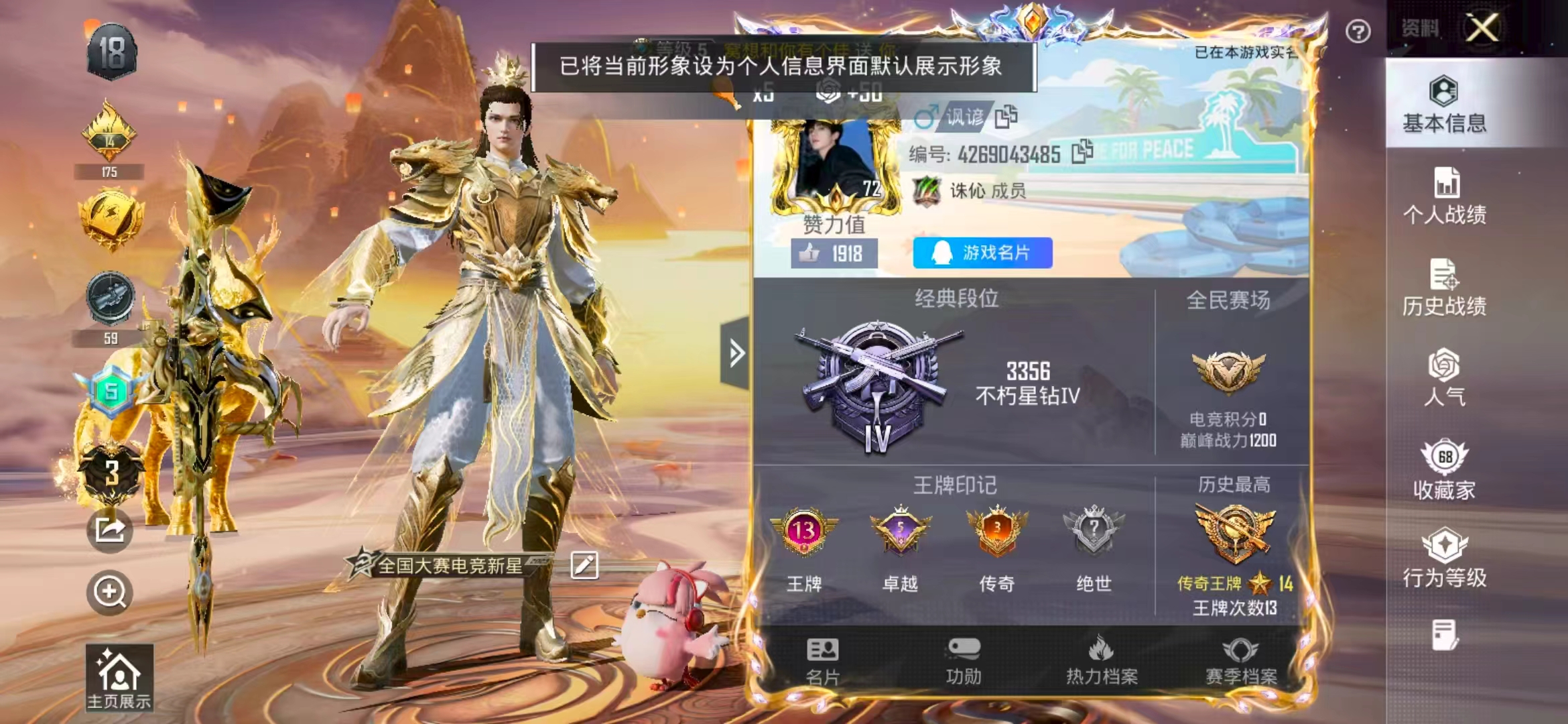 HPSJ4138558和平精英账号详情图3