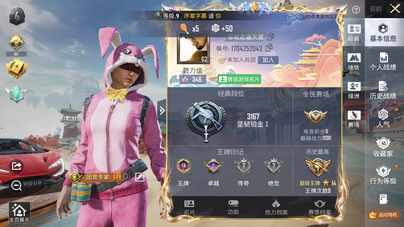 HPZM4178796和平精英账号详情图1