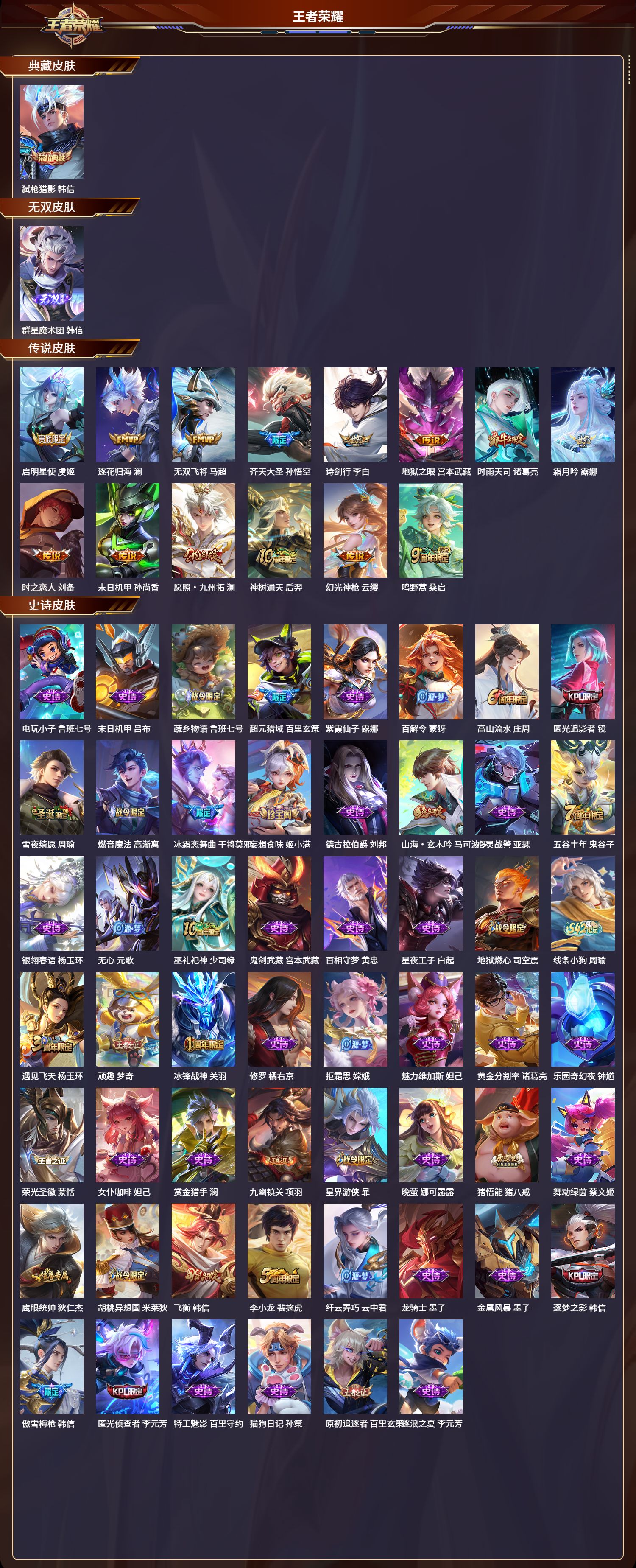 WZLX4322181王者荣耀账号详情图1