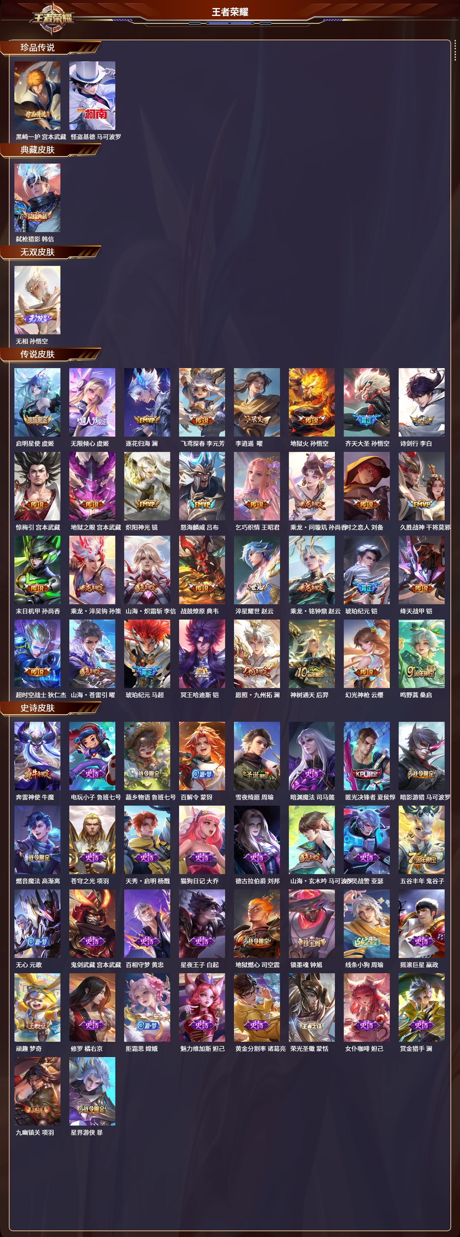 WZLX4280131王者荣耀账号详情图2 WZLX4280131王者荣耀账号详情图2