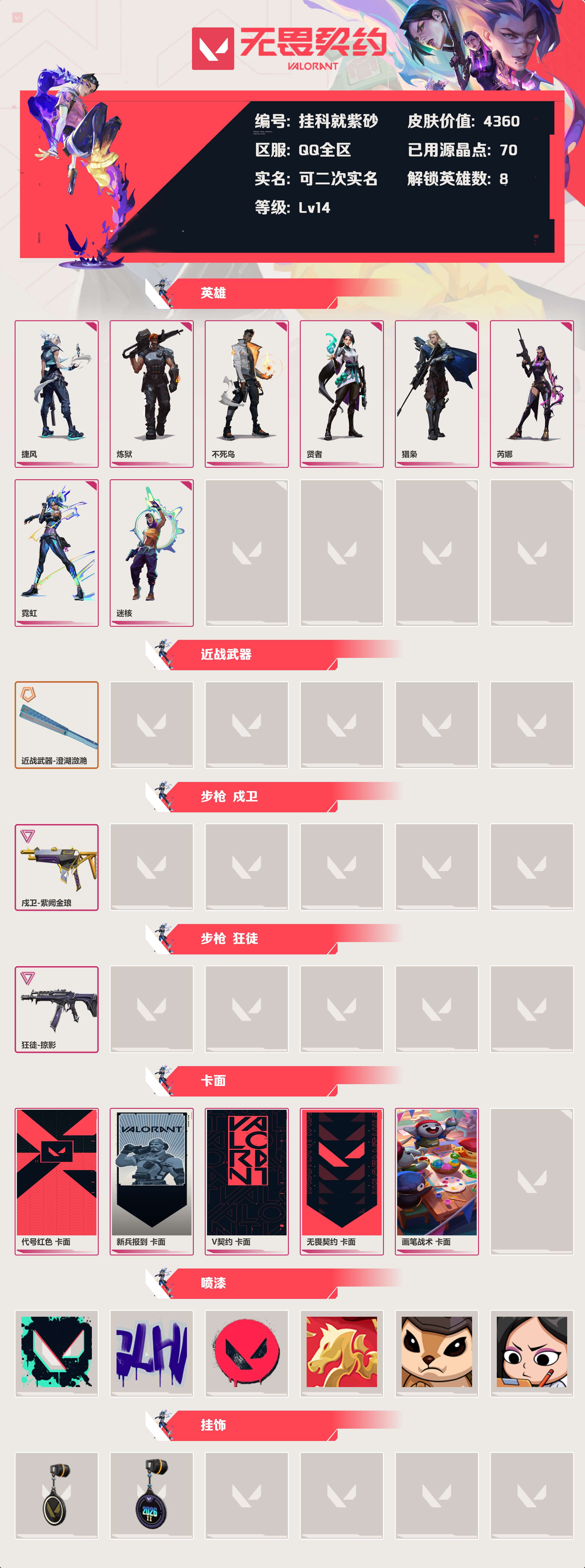 WWQLX430060无畏契约账号详情图1