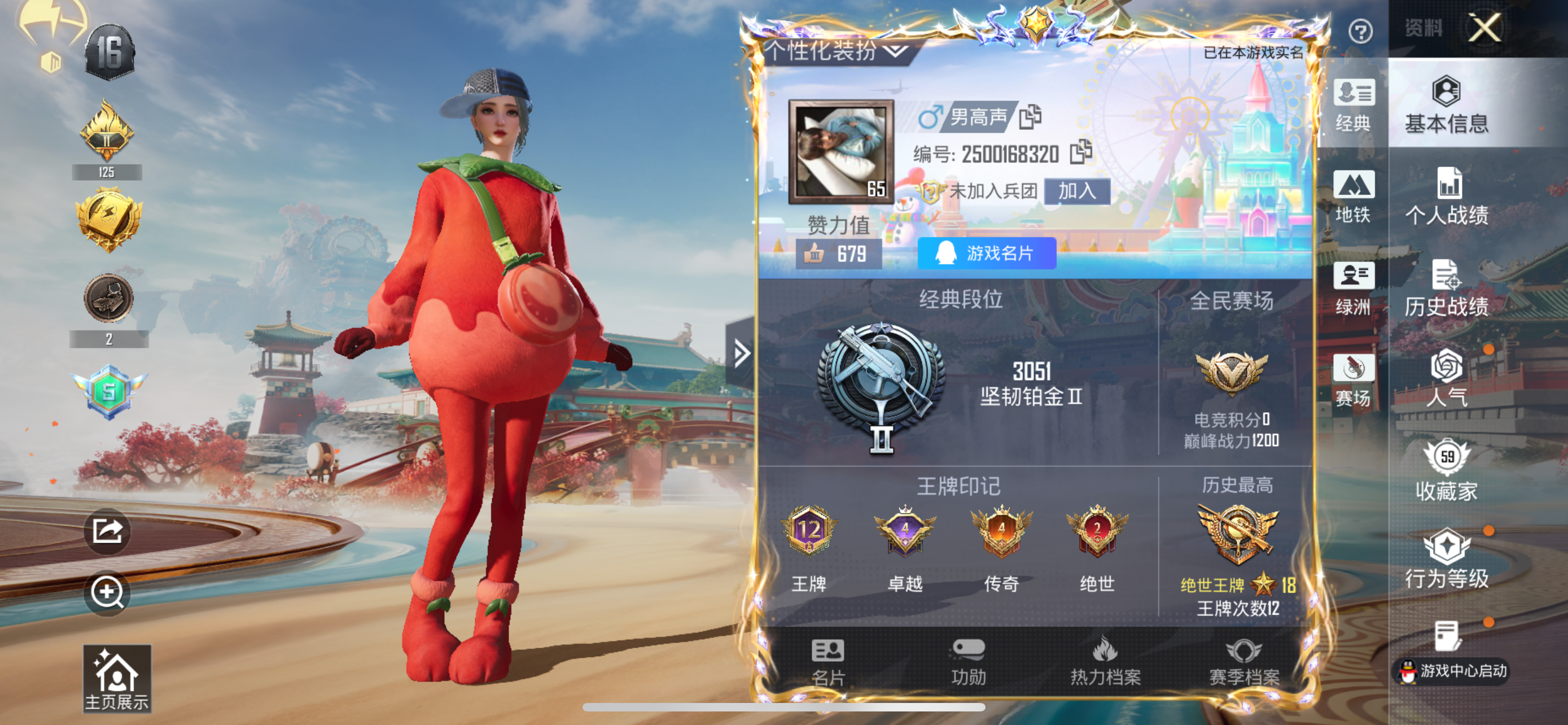 HPCMW4197327和平精英账号详情图1