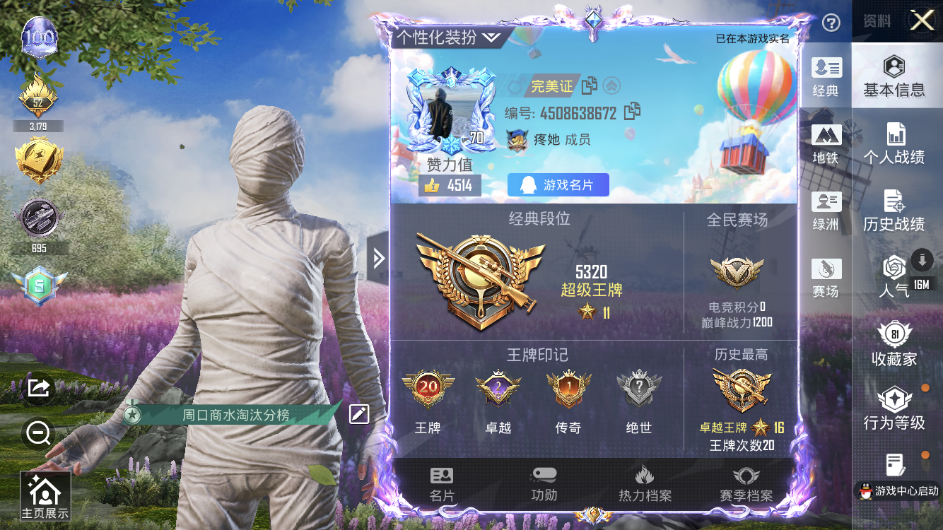 HPZM4205906和平精英账号详情图1