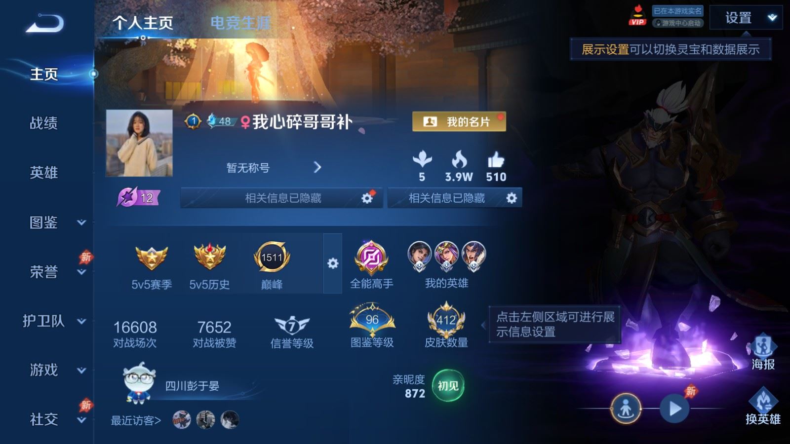 WZCMW4371880王者荣耀账号详情图1