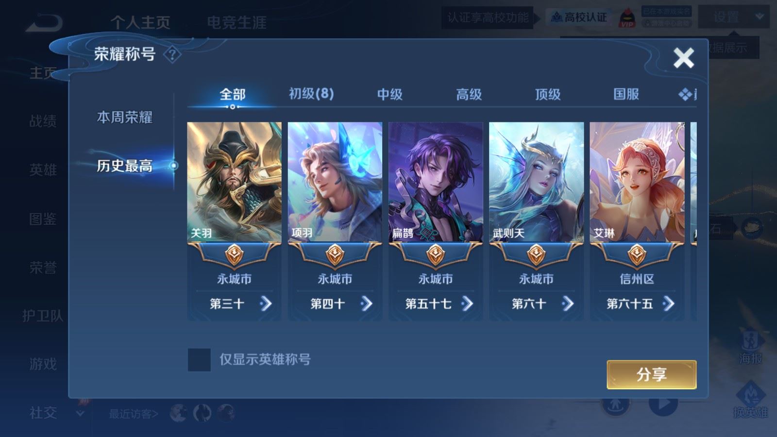 WZMMN4683280王者荣耀账号详情图3 WZMMN4683280王者荣耀账号详情图3